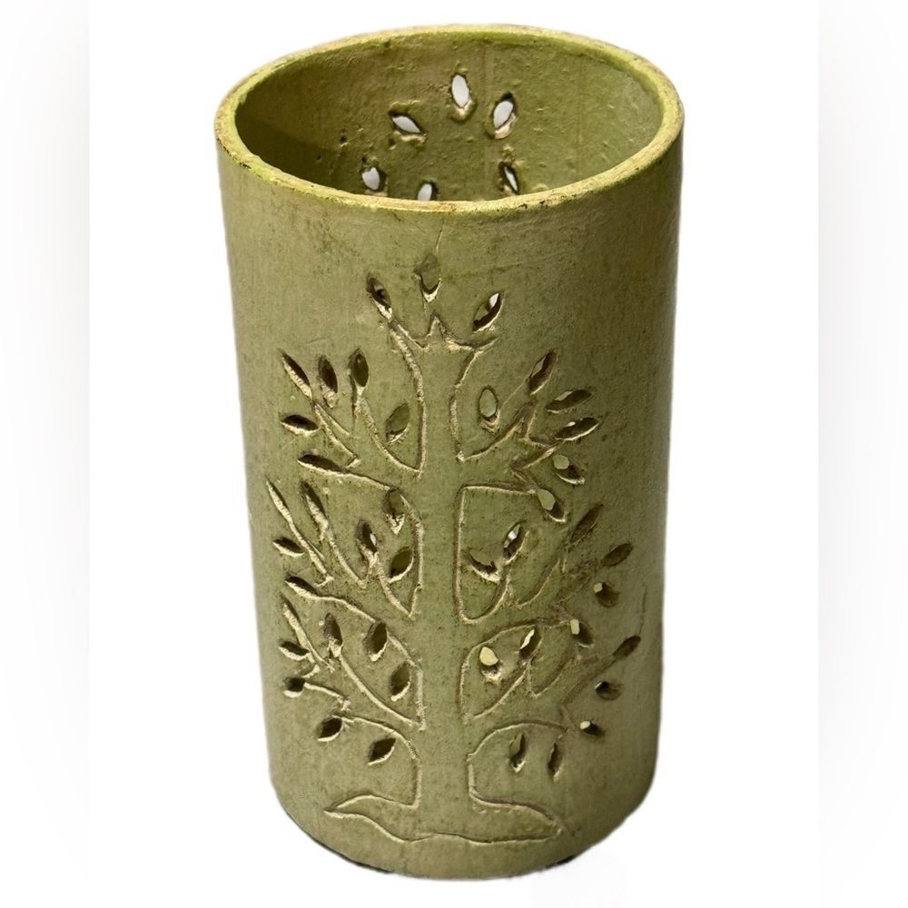 Green Tree Design Candle Holder/Flower Vase